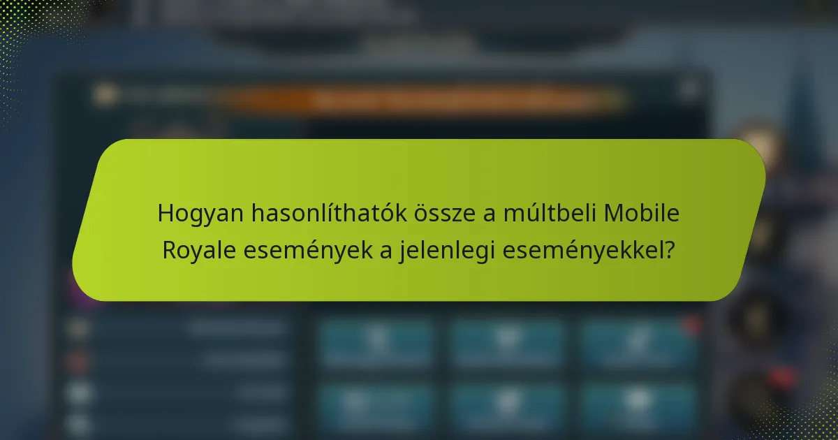 Hogyan hasonlíthatók össze a múltbeli Mobile Royale események a jelenlegi eseményekkel?