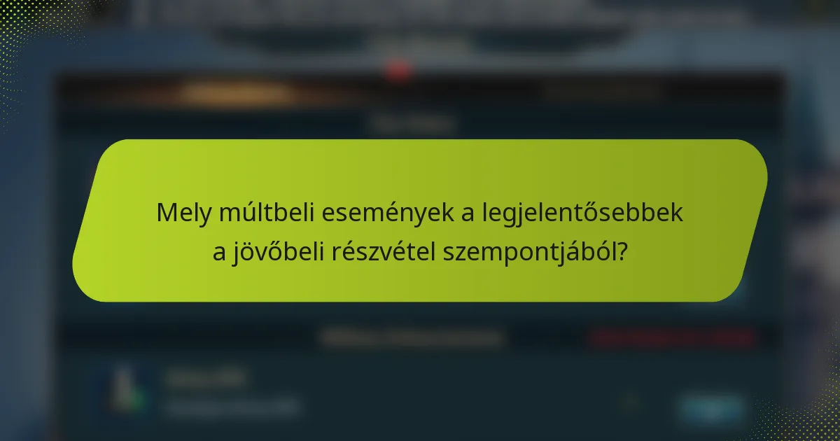 Mely múltbeli események a legjelentősebbek a jövőbeli részvétel szempontjából?